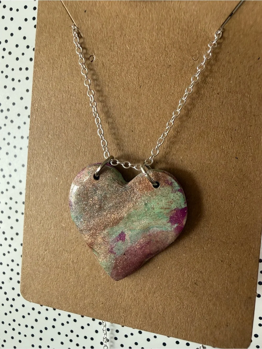 Handmade Multicolor Heart Pendant Necklace - Women Jewelry - Picture 7 of 8